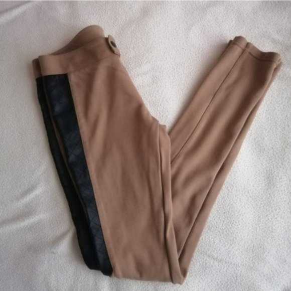 Club Monaco Tan Skinny Pants with Faux Leather Detailing - Picture 8 of 15